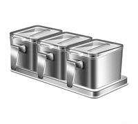 Scaffale da cucina a 3 scomparti salvaspazio (tre -) | Acciaio inossidabile antiruggine, layout a 3 griglie, facile accesso ai cucchiai, adatto per banconi, look argento moderno