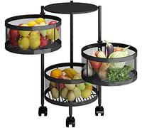 Scaffale da cucina a 360° rotante per verdure dal pavimento al soffitto Rotondo Rulli con ruote da cucina Rack per verdure rotante Facile da spostare e non occupa spazio (dimensioni: 4 ripiani) ( 3