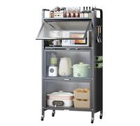 Scaffale da cucina a 4 ripiani, supporto per microonde e dispensa, grigio, 70 cm, soluzione salvaspazio per organizzare la casa e la sala da pranzo