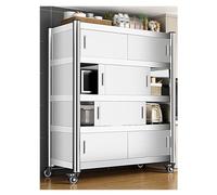 Scaffale da cucina a più livelli in acciaio inox con ruote, per armadietti di casa, microonde e pentole, salvaspazio per un facile accesso e un uso versatile