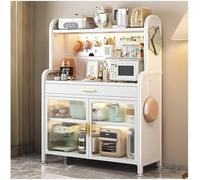 Scaffale da cucina bianco a 5 ripiani con cassetto e ripiano regolabile per riporre la casa e il bar, 147,5 x 80 cm