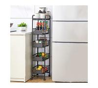 Scaffale da cucina Carrello di stoccaggio da cucina in ferro battuto cremagliera a fessura stretta con pavimento a ruote cremagliera a fessura stretta per uso domestico cassetto angolare portaoggetti