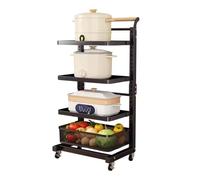Scaffale da cucina con 4 lavagne nere e 1 cestino per microonde e piano di lavoro, versatile soluzione salvaspazio per frutta e verdura, elegante e durevole