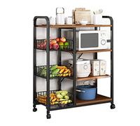 Scaffale da cucina con ruote, supporto per microonde, cestello portaoggetti in filo metallico per risparmiare spazio e facile mobilità in cucina di casa