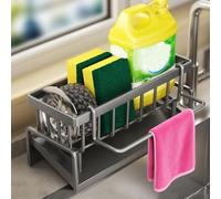 Scaffale da cucina da parete con ripiano sopra il lavandino, organizer per spezie e soluzione salvaspazio da banco