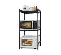 Scaffale da Cucina Espandibile a 3 Ripiani in Metallo e Legno con 6 Ganci Inclusi