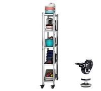 Scaffale da Cucina Extra Alto a 5 Livelli con Ruote, Carrello Organizzatore Sottile e Rotolante per Piccoli spazi, Scaffale Stretto in Acciaio Inossidabile (Dimensioni : 26x40x147cm)