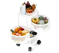 Scaffale da cucina girevole a 3/4/5 livelli, per frutta e verdura, in filo metallico con ruote, parte superiore, organizer rotondo da cucina per spuntini di verdure, scaffale arrotolabile, colore