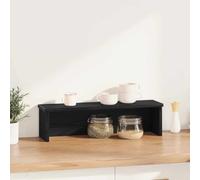 Scaffale da cucina impilabile, in legno nero, 60 x 15 x 16 cm, organizer per utensili da cucina, portaposate, supporto per cucchiaio da cucina, porta spugna, piano di lavoro e cassetto