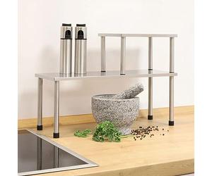 Scaffale da cucina in acciaio inox, 45 x 16 e 22 x 16 cm, per lavello