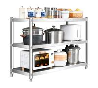 Scaffale da cucina in acciaio inox, scaffale a 3 ripiani per tavolo da lavoro, scaffale in metallo resistente per uso domestico e ristorante