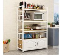 Scaffale da cucina in metallo regolabile per dispensa bianco con ripiani e ante Supporto per microonde per sala da pranzo e soggiorno, supporto per forno da cucina.