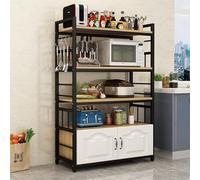 Scaffale da cucina in metallo, regolabile, per dispensa, microonde, con ripiani e ante, organizer moderno per sala da pranzo, elegante, nero, per cucina Credenza per soggiorno
