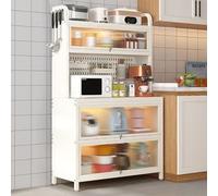 Scaffale da cucina in stile fattoria con porta pieghevole pannello perforato dispensa armadio versatile bar caffè per casa ufficio dispensa e garage.