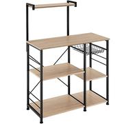 Scaffale da cucina in stile industriale, multifunzionale per parete, mobile ausiliario per corridoi e soggiorno, 90 x 40 x 131,5 cm, legno chiaro Rovere Sonoma