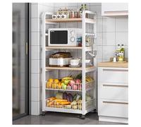 Scaffale da cucina industriale a 5 ripiani per microonde, spezie e stampanti, bianco - salvaspazio per casa e ufficio