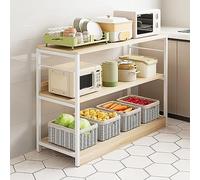 Scaffale da cucina multifunzionale a 3 strati, in legno di ciliegio, grande capacità, 80 x 35 x 100 cm, perfetto per cucina e risparmio di spazio