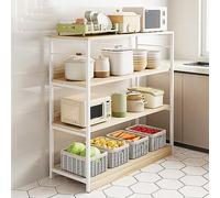 Scaffale da cucina multistrato di grande capacità, versatile supporto per forno a microonde, 80 x 35 x 100 cm, robusto ripiano per riporre oggetti in legno di acero e ciliegio