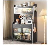 Scaffale da cucina regolabile con cassetto, soluzione di archiviazione multi-livello per organizzare microonde, caffè e dispensa, design salvaspazio per casa e cucina