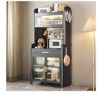Scaffale da cucina regolabile con cassetto, soluzione di archiviazione multi-livello per organizzare microonde, caffè e dispensa, design salvaspazio per casa e cucina