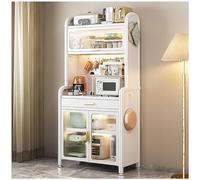 Scaffale da cucina regolabile con cassetto, soluzione di archiviazione multi-livello per organizzare microonde, caffè e dispensa, design salvaspazio per casa e cucina