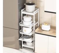 Scaffale da Cucina Regolabile in Altezza, Scaffale da Cucina Angolare a 5 Ripiani con Ruote, per Ristorante, Lavanderia, Bagno, Garage, Magazzino