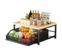 Scaffale da cucina - Supporto in legno di ferro a 2 livelli | Ripiani verticali per organizzazione domestica, supporto per dispensa, bagno, garage, bar doccia, appartamento, ma