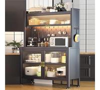 Scaffale da forno a 5 ripiani con ripiano per microonde, kit di montaggio a parete e sopra l'armadio, include pannello forato, ganci per cucina, dispensa, design salvaspazio