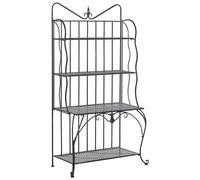 Scaffale da Giardino con 4 Ripiani in Metallo Nero Vintage Retro Pavona