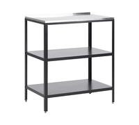 Scaffale da giardino in acciaio inox nero con ripiani 80 x 50 x 92 cm Vilama