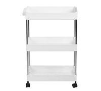 Scaffale da Organizzatore salvaspazio Scaffale mobile multistrato con rulli e ganci per bagno WC Soggiorno Plastica bianca Acciaio inossidabile 3 strati Opzioni 4 strati (Stile classico [bianco 3