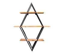 Scaffale da parete a 3 ripiani con tubo Sh a 3 ripiani a forma di diamante, mensola da soffitto per scaffale, portabottiglie e libreria, telaio decorativo da appendere, staffa in ferro nero e