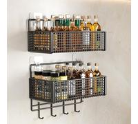 Scaffale da parete a doppio strato, 45 cm, per cucina e bagno, cestino in filo metallico per frutta, verdura e articoli per la casa, soluzione salvaspazio