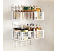 Scaffale da parete a doppio strato, per cucina e bagno, cestino da appendere per frutta e verdura, 45 cm, design resistente e salvaspazio