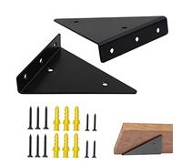 Scaffale da parete con fissaggio invisibile, 17 cm, 2 pezzi, triangolo a squadro, supporto invisibile per scaffale in metallo, supporto per ripiani in metallo galleggiante, nero, con 10 viti