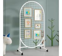 Scaffale da parete con griglia mobile da pavimento con ruote, base triangolare, versatile organizzatore di mostre d'arte per vendita al dettaglio, casa, fiere, ufficio (bianco, 80 x 150 cm)