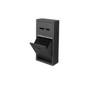 Scaffale da parete in acciaio inox senza trapano con bidone della spazzatura, elegante design salvaspazio per bagno e cucina, nero (26 x 49,8 x 14 cm)