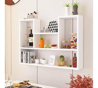 Scaffale da parete in legno a più livelli per soprammobili e oggetti da collezione,Mensola decorativa per libri e studio,Vetrina da appendere in soggiorno,Per esporre barattoli.(White,100*20*75cm)