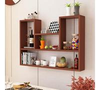 Scaffale da parete in legno a più livelli per soprammobili e oggetti da collezione,Mensola decorativa per libri e studio,Vetrina da appendere in soggiorno,Per esporre barattoli.(Brown,100*20*75cm)