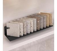 Scaffale da parete in metallo con piastrelle di ceramica, per negozi e studi, contiene 10 mattonelle, nero, 80 x 24,9 cm