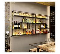 Scaffale da parete per bottiglie e bicchieri, scaffale decorativo in metallo con portabicchieri e supporti per bicchieri (nero, 300 x 20 x 120 cm), perfetto per gli amanti del vino e per la