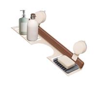 Scaffale da parete per doccia, mensola portaoggetti in teak a, per bagno, rubinetto versatile con vassoio per sapone, accessorio organizer per casa, condominio, dormitorio, ostello, bagno