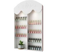 Scaffale da parete per smalti, in legno bianco, rettangolare e a forma di casa, mensola da parete per profumi, organizer per oli essenziali per casa, spa, salone di bellezza (dimensioni: 0,8 m)