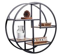 Scaffale da parete rotondo da appendere, a 4 ripiani, mensola decorativa rotonda in legno per cucina, camera da letto, soggiorno, 37,5 x 14 x 37,5 cm, per cucina, bar, pub.