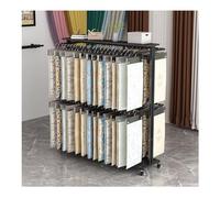 Scaffale da pavimento in tessuto con ruote, espositore a doppio strato per tende, trapunte e coperte, facile mobilità