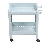 Scaffale da pavimento per bagno, scaffali a parete ad angolo autoportanti, unità di storage aperta con cestini profondi per asciugamani e articoli da toeletta, scaffali in blu nord (2 strati (con