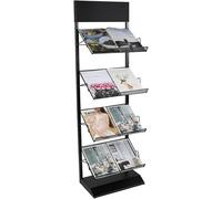 Scaffale da Pavimento per Portariviste, Espositore per Catalogo di Brochure Commerciali All'aperto A 4 Livelli, Scaffale per Informazioni sulla Letteratura per Fiera Dell'ufficio, White