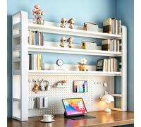 Scaffale da scrivania a 2/3/4 ripiani con pannello forato e accessori, libreria da scrivania multiuso in metallo, per fai da te, salvaspazio, per tavolo da studio, ufficio