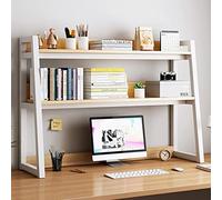 Scaffale da scrivania a 2 ripiani con telaio in acciaio per casa e ufficio, scrivania per computer, libreria a scala, soluzione salvaspazio