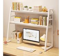 Scaffale da scrivania a 2 ripiani per casa e ufficio, design carino, si adatta a diverse dimensioni, bianco caldo, dimensioni: 75 cm, ideale per piccoli